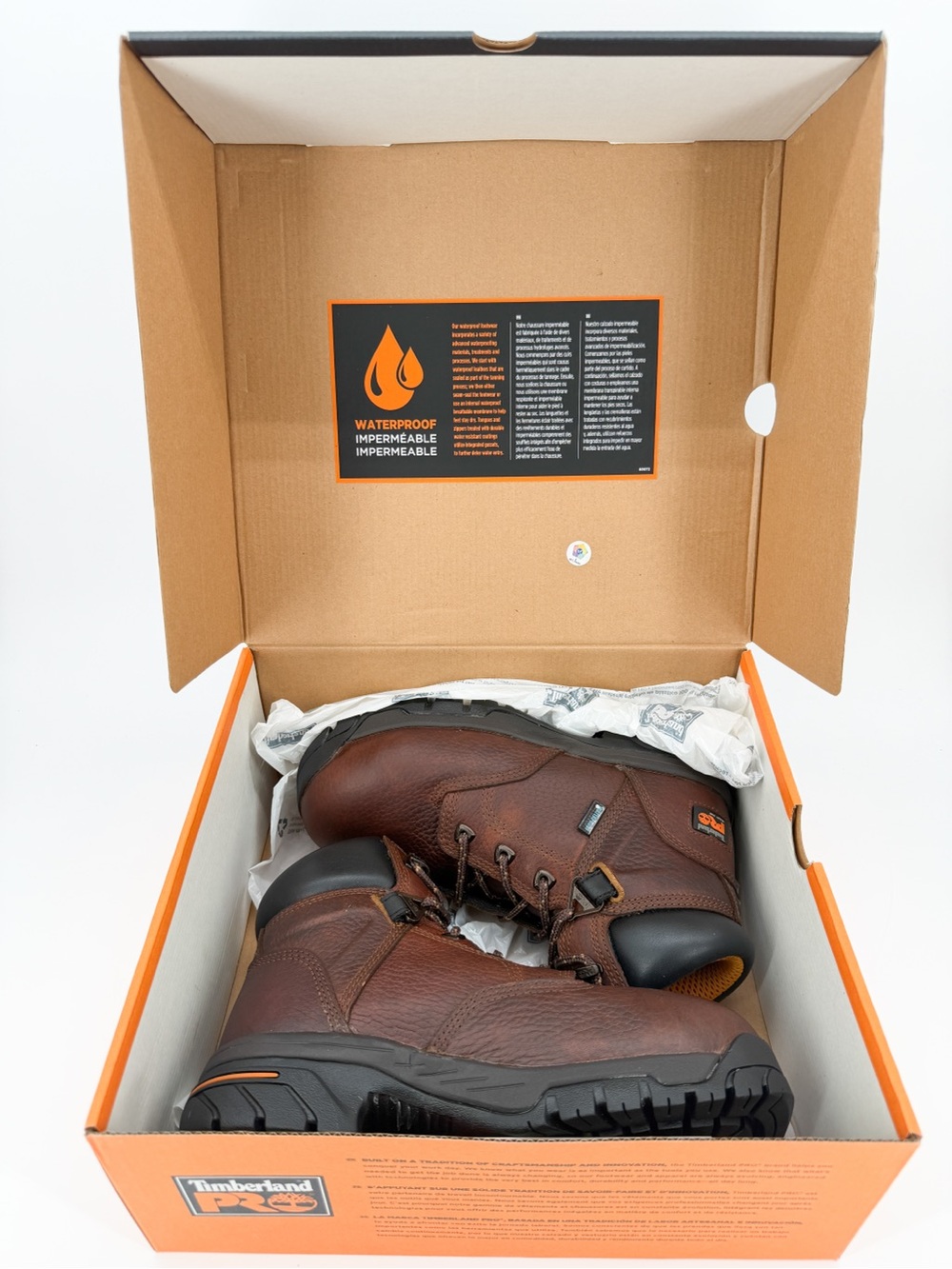 Timberland PRO Helix Waterproof Alloy Safety Toe Work Boots Brown 5 Wide NEW